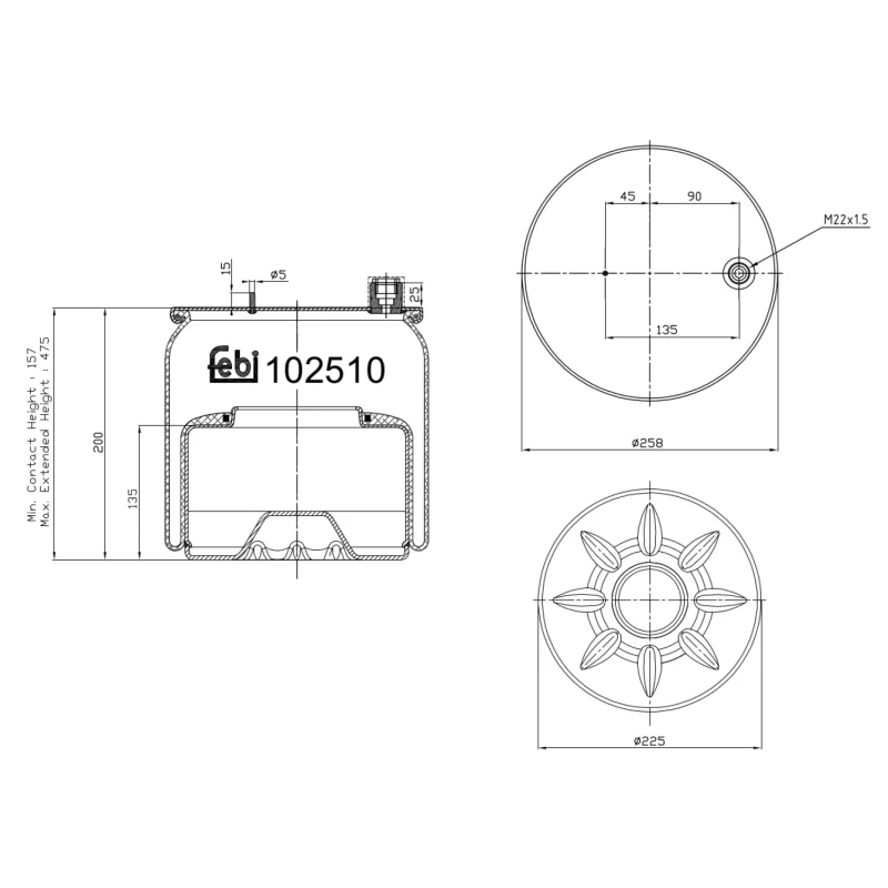 Image of FEBI BILSTEIN 102510 Boot, air suspension Rear Axle Right Boot,air suspension (324)