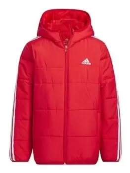 Image of Boys, adidas Sportswear Junior 3 Stripe Padded Jacket - Red, Size 9-10 Years