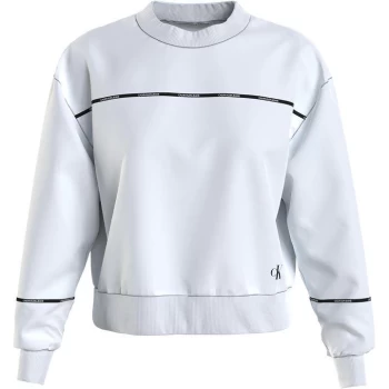 Image of Calvin Klein Jeans Piping Boxy Crew Sweater - BRGHT WHT YAF