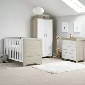 image of OBaby Nika 3 Piece Room Set Grey Wash and White