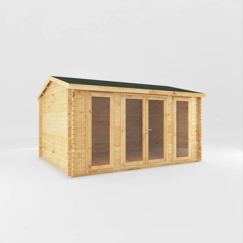 Image of Mercia 4.5m x 3.5m Home Office Studio Log Cabin (28mm), Brown SI-006-002-0083