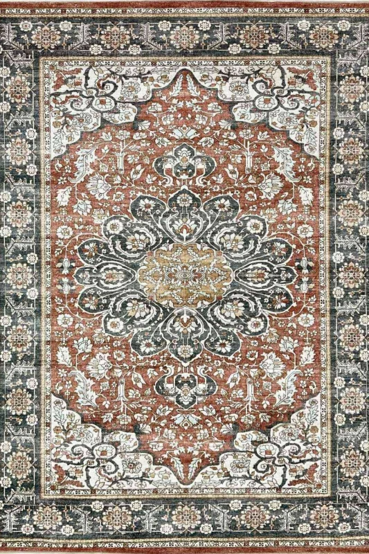 Image of THE RUGS Classical Collection Heritage Crimson Soft Pile Brown Rug & Runner in Terracotta Size: 160cm x 230cm Terracotta Unisex 160cm x 230 cm