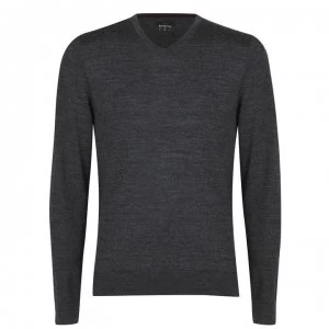 image of Howick Merino V Neck Jumper - Charcoal