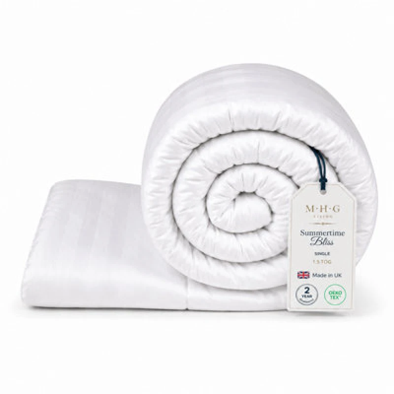 Image of MHG Living 1.5 Tog Summer Duvet - Lightweight Striped Microfibre Duvet, Breathable & Hypoallergenic