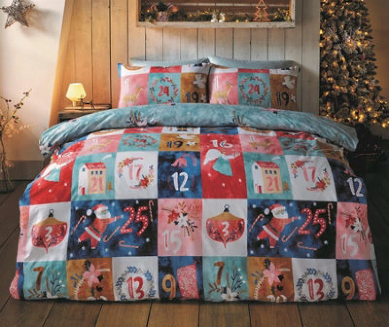 Image of Rapport Advent Calendar Reversible Duvet Cover Set Winter/christmas Bedding