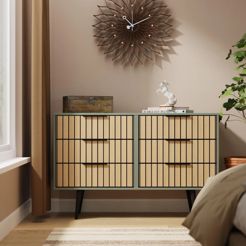 Image of Other Fiji 6 Drawer Chest - Ready Assembled Chest of Drawers Large Green 84295990140