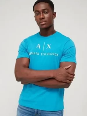 Image of Armani Exchange Classic Logo T-Shirt – Blue Size M, Men