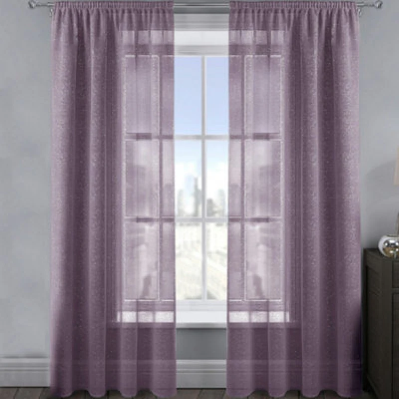 Image of Velosso Alessandria Sheer Voile Panel Slot Top in Mauve Size: 137cm width x 229cm drop Mauve Unisex 137cm width x 229cm drop