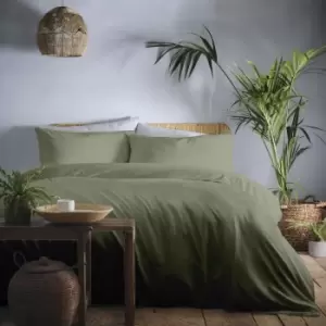 Image of Appletree Cassia Khaki 100% Cotton Duvet Cover and Pillowcase Set Khaki