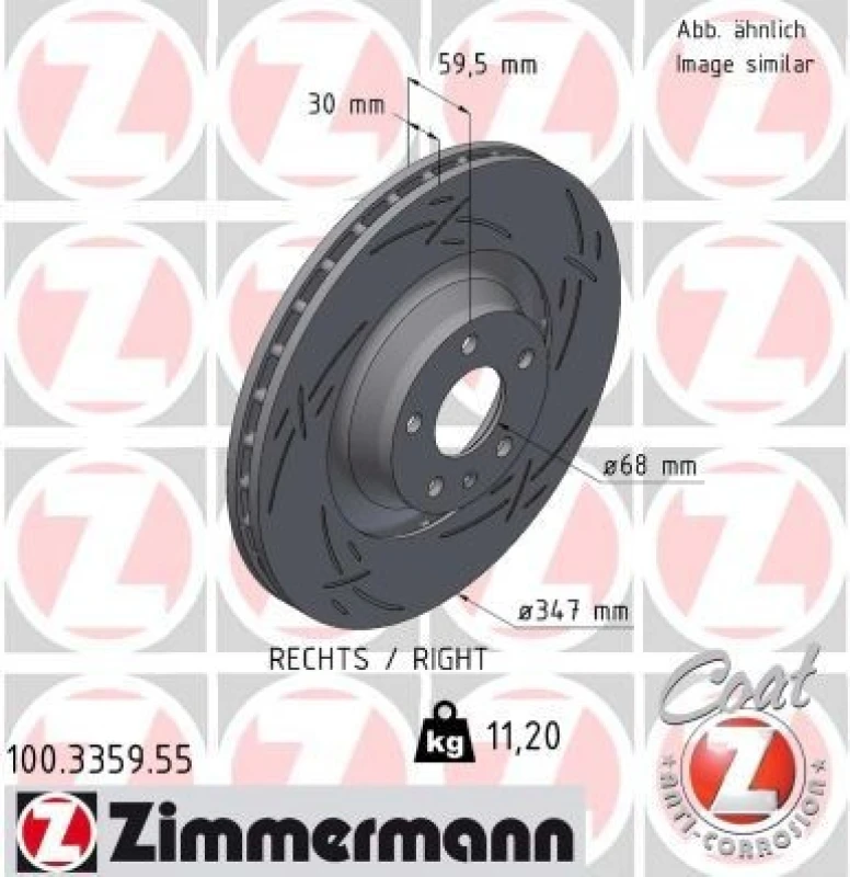 Image of ZIMMERMANN Brake disc ZIMMERMANN 100.3359.55