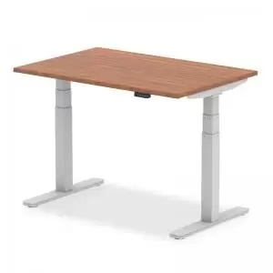 image of Air 1200 x 800mm Height Adjustable Desk Walnut Top Silver Leg