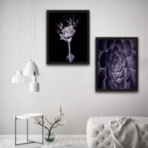 Image of Lila Flowers Set Multicolor Decorative Framed Painting (2 Pieces)