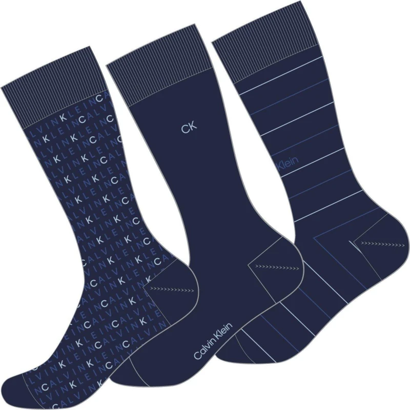 Image of Calvin Klein Pack All Over Print Crew Socks Mens - Blue Blue 7 - 11