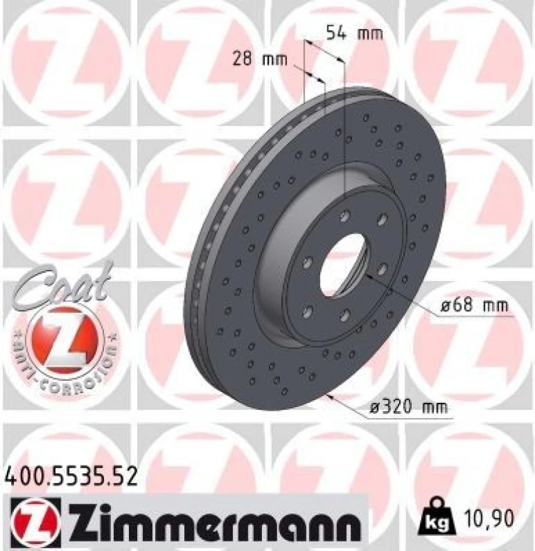 Image of ZIMMERMANN Brake disc ZIMMERMANN 400.5535.52
