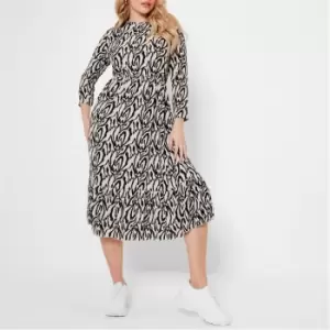 I Saw It First ISAWITFIRST Animal Print Round Neck Smock Dress - Cream