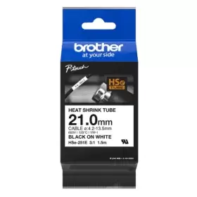 Image of Brother HSe-251E Original Black on White Heat Shrink Label Tape 21mm x 1.5m