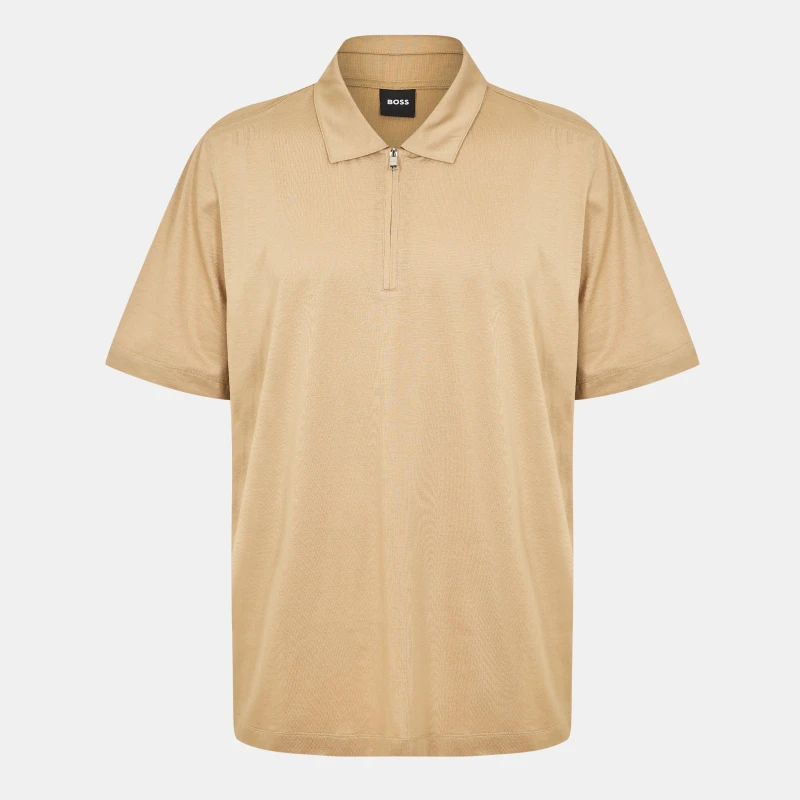 Image of Boss Mens H Paras Black Short Sleeve Polo Shirt Light Beige male Small