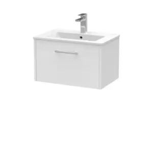 image of Hudson Reed Juno 600mm Wall Hung Single Drawer Vanity & Minimalist Basin - White Ash