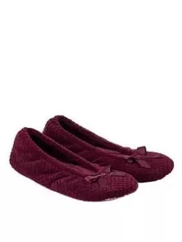 Image of TOTES Popcorn Ballet Slipper with Bow - Burgundy, Size 4-5, Women