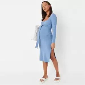 Missguided Maternity Ribbed Midi Dress - Blue