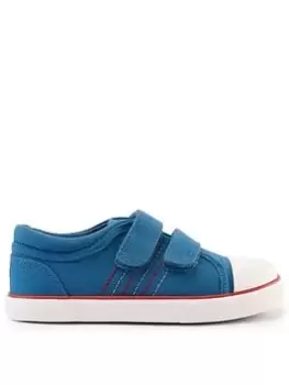 Image of Start-rite Sandcastle Blue Lightweight Machine Washable Double Riptape Canvas Trainers - Blue Size 5 Younger