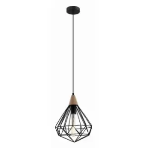 Netlighting Industrial and Retro Hanging Pendant Black 1 Light with Cage Shade,