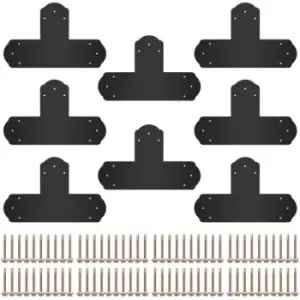 Image of VEVOR T Bracket, 6'' x 6'', 8 PCs Black Powder-coated T Mending Plate, 16 Gauge Steel T-shaped Tie Flat Connector with Screws Set, Post to Beam Bracke