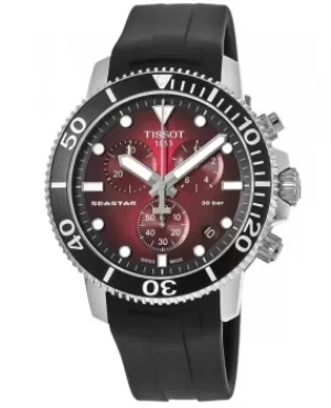 Tissot Seastar 1000 Chronograph Red Dial Black Rubber Strap Mens Watch T120.417.17.421.00 T120.417.17.421.00