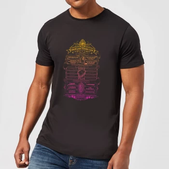 Image of Harry Potter School List Mens T-Shirt - Black - 3XL - Black