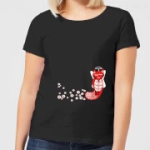 Image of Flower Fox Womens T-Shirt - Black - 3XL