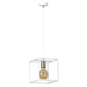 Image of Karmen White Wire Frame Pendant Ceiling Light 1x E27