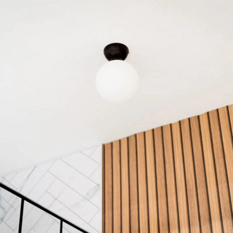 Image of ValueLights ValueLights Orbital Opal Glass Globe IP44 Flush Ceiling Light with Cool LED Bulb in Black One Size Unisex 5059406036668