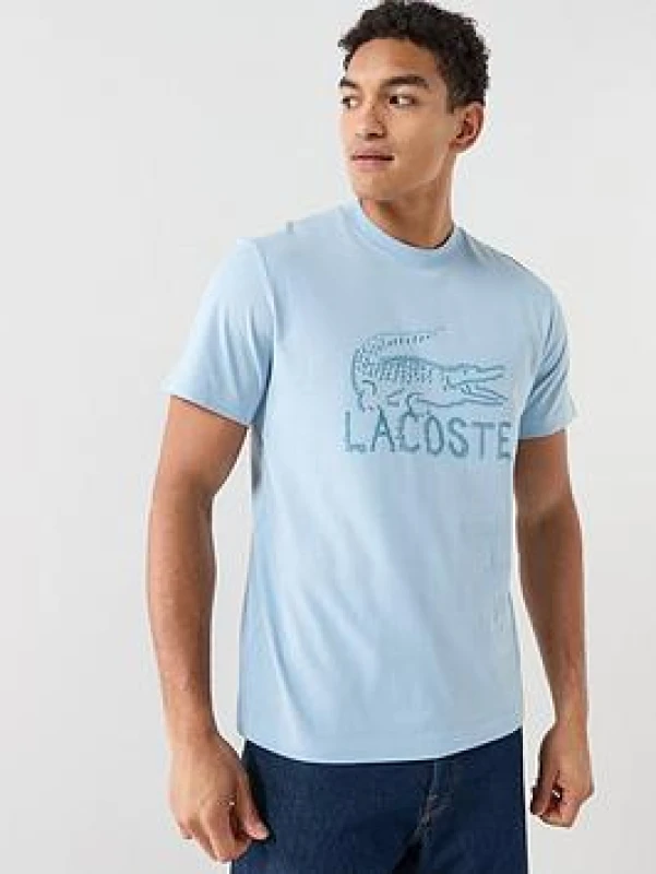 Image of Lacoste Lacoste Croc Graphic T-Shirt Light Blue - Lacoste - Size: M40 Light Blue Male M40 LA39202