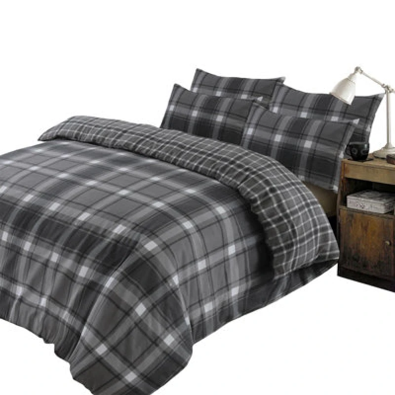 Image of OHS OHS Aspen 100% Brushed Cotton Duvet Cover with Pillowcase in Grey Size: Single Grey Single Unisex 5027434113040