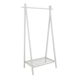 image of Charles Bentley Large Solid Wood Clothes Rail & Shoe Rack - White