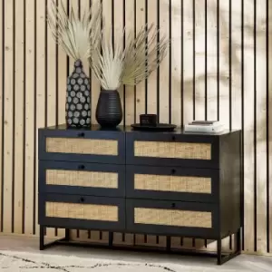 image of Julian Bowen Padstow 6 Drawer Chest Black