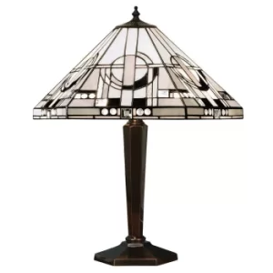 Image of Metropolitan 2 Light Medium Table Lamp Tiffany Glass, Deep Antique Patina, E27