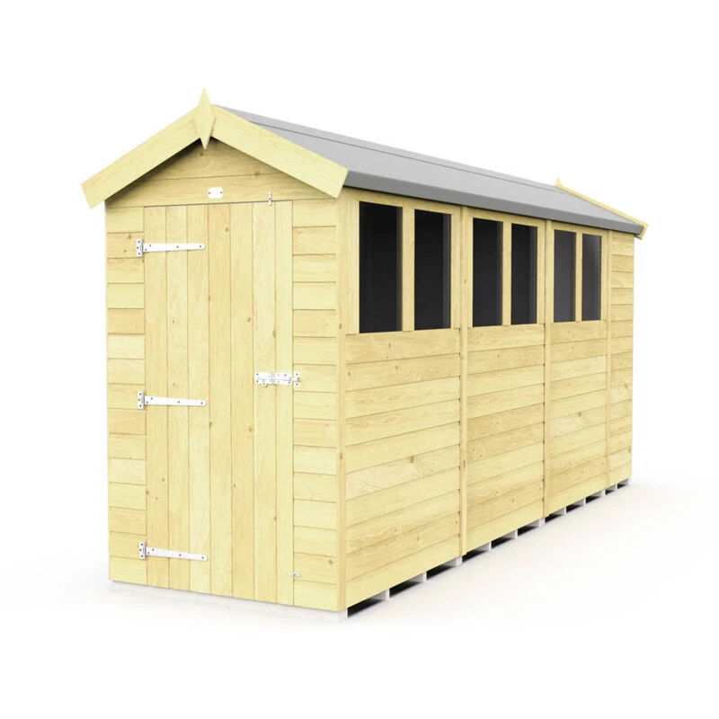 Image of Flat Pack Sheds DIY Sheds 4 x 14 Apex Shed, Brown 4X14AFF