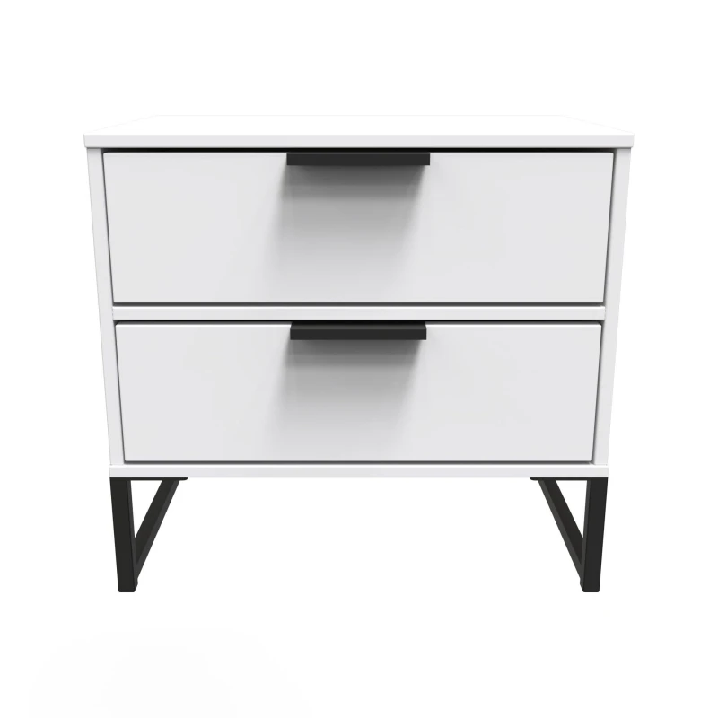 Image of Madrid 2 Drawer Bedside Cabinet In White Matt (Ready Assembled)