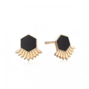 image of Hexagon Palm Stud 18ct Gold Plated Earrings WE17_GP