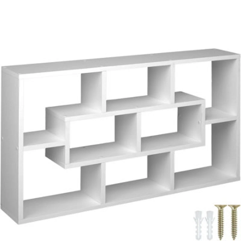 Image of Tectake Floating Shelf Cassandra - Retro Style, 8 Compartments, Invisible Installation - White