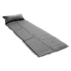 Image of Charles Bentley Single Self-Inflating Camping Mat With Pillow Grey Polyester, PVC coating, Foam