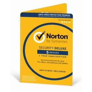 Image of Norton Security Deluxe (3.0) 1 User (5 Devices) 12 Months Security Software (DVD Pack)