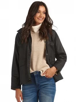 Image of Barbour Avon Detchable Hood Cord Collar Wax Jacket - Navy, Size 8, Women