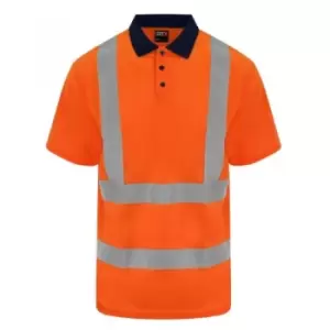 PRO RTX Mens High Visibility Polo Shirt (3XL) (Orange/Navy)