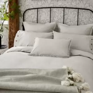 Image of William Morris Pure Linen Cotton Super Kingsize Duvet Cover, Silver