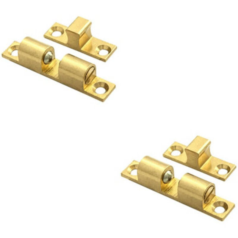 Image of Loops 2x Double Ball Roller Cupboard Catch 70 x 12.5mm 56mm Fixing Centres Self Colour Multi unisex