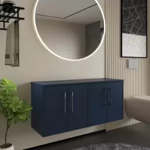 image of Hudson Reed Juno Wall Hung 4-Door Vanity Unit with Worktop 1200mm Wide - Electric Blue