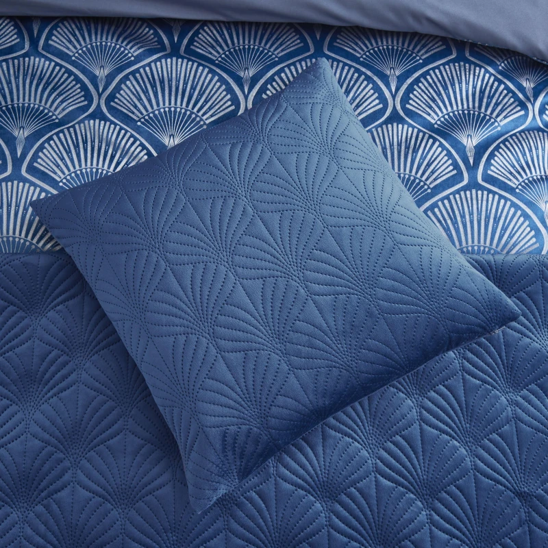 Image of Catherine Lansfield 'Art Deco Pearl' Cushion Navy unisex