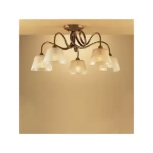 Image of Tentacle ceiling lamp 5 E14 bulbs, rusty gold
